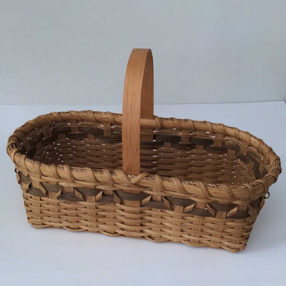 Harvest Basket Hand Crafted Wicker Basket Oblong Stationery Handle